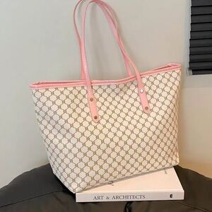 Elegant Designer Tote with Pink Accents